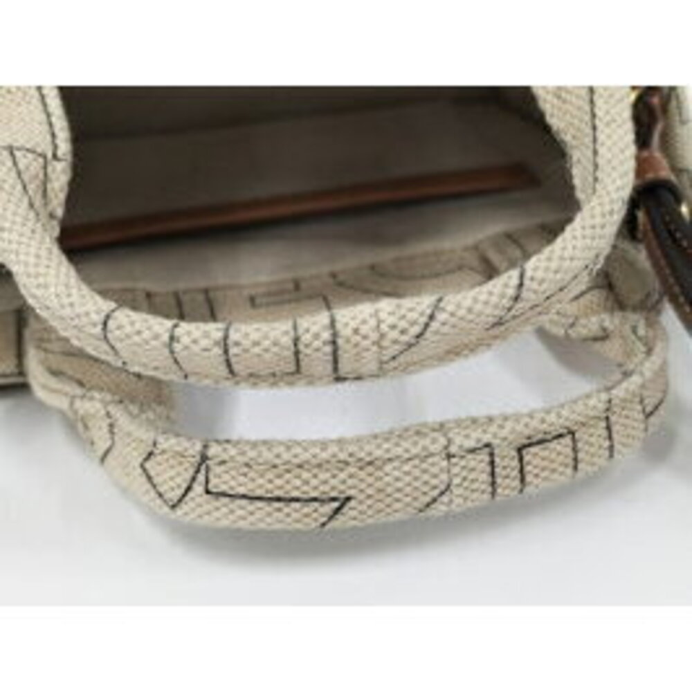 CELINE Cabatas Handbag Triomphe Canvas Beige - Picture 6 of 9